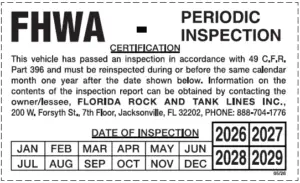 31649 FHWA PERIODIC INSPECTION DECAL